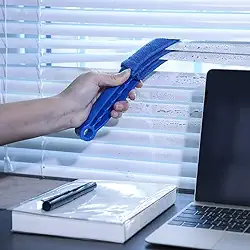 Escova de limpeza de persianas de microfibra de 3 dedos – manga lavável reutilizável para limpar persianas, cortinas e venezianas (pacote com 1, azul)