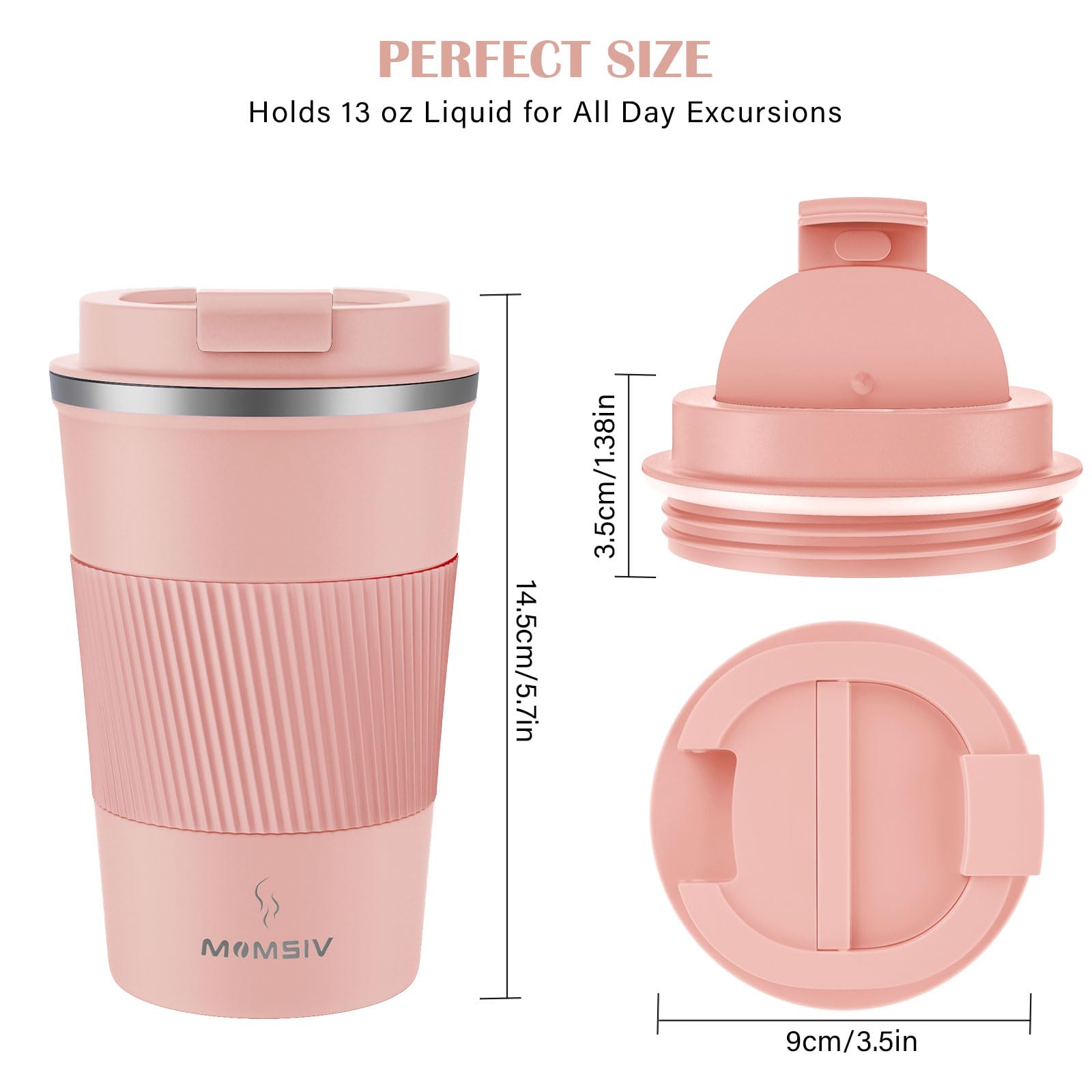 MOMSIV Coffee Cup, Insulated Coffee Cup with Leakproof Lid - Image 3