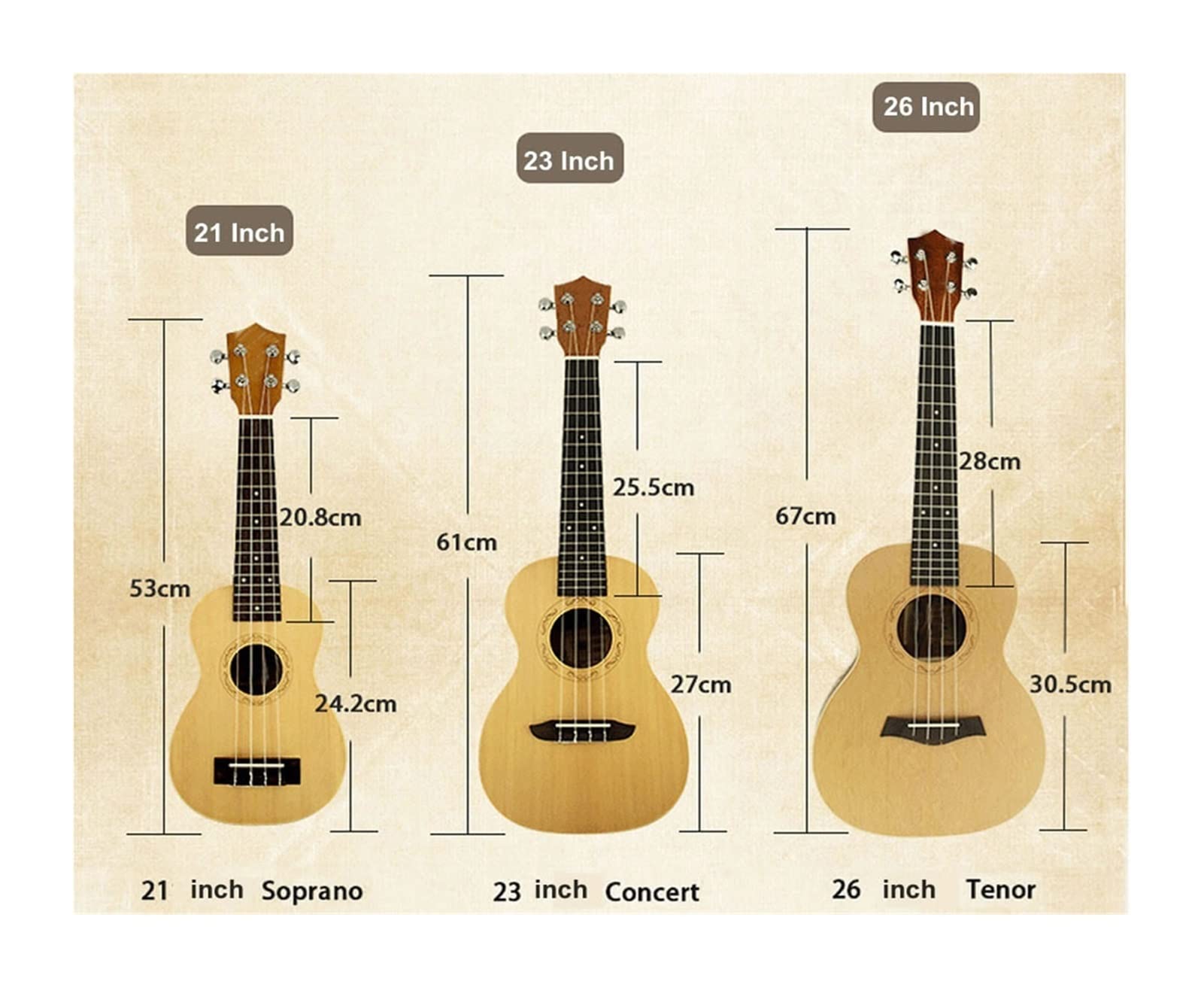 Ukulele Bausatz Konzert-Ukulele 23-Zoll-Ukellele-Handcraft-Sapele-Holz-Akustik-Uke-Schnitzen (Color : 3/4)