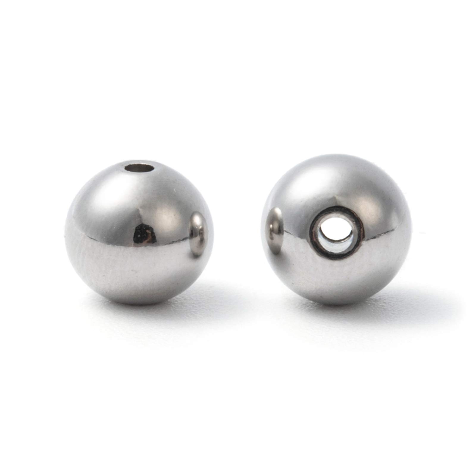 Cheriswelry 100pcs 8mm Solid Round Stainless Steel Spacers Loose Metal 304 Stainless Steel Seamless Bead Charms for Jewellery Keychain Making Hole:1.5mm - Image 2