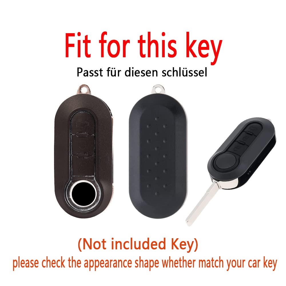 HIBEYO Flip Key Car Key Case Fits Fiat Key Case Silicone Protective Case for Fiat 500L Ducato Panda Punto Bravo Ducato Musa Key Box Remote Key Flip Leather Key Ring White - Image 2