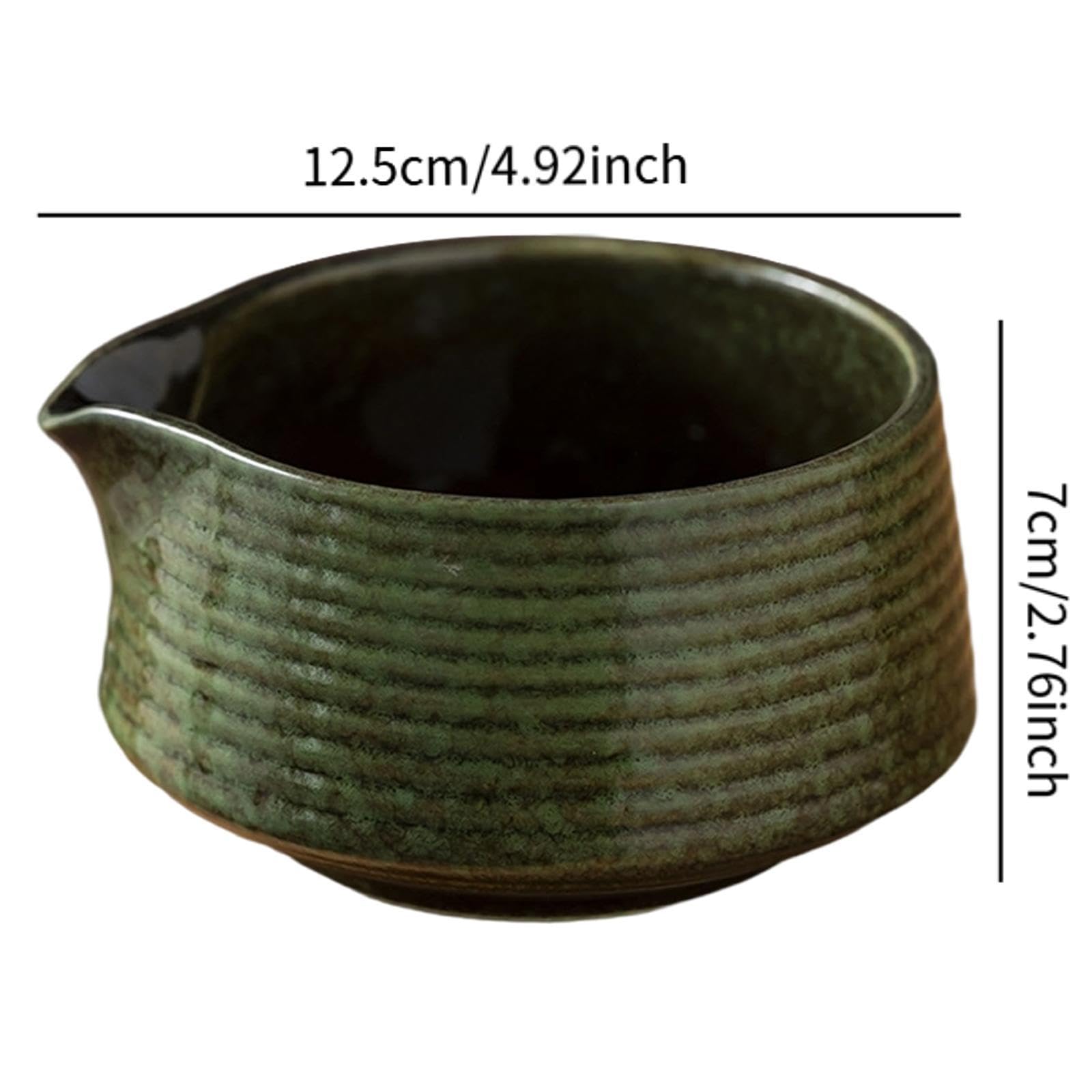 Matcha Cuenco Japonés Cerámica Tradicional Cuenco con Boquilla Artesanal para Servicio Té Verde Apto para Regalo Ceremoniar Té Hogar Oficina, Verde, Individual