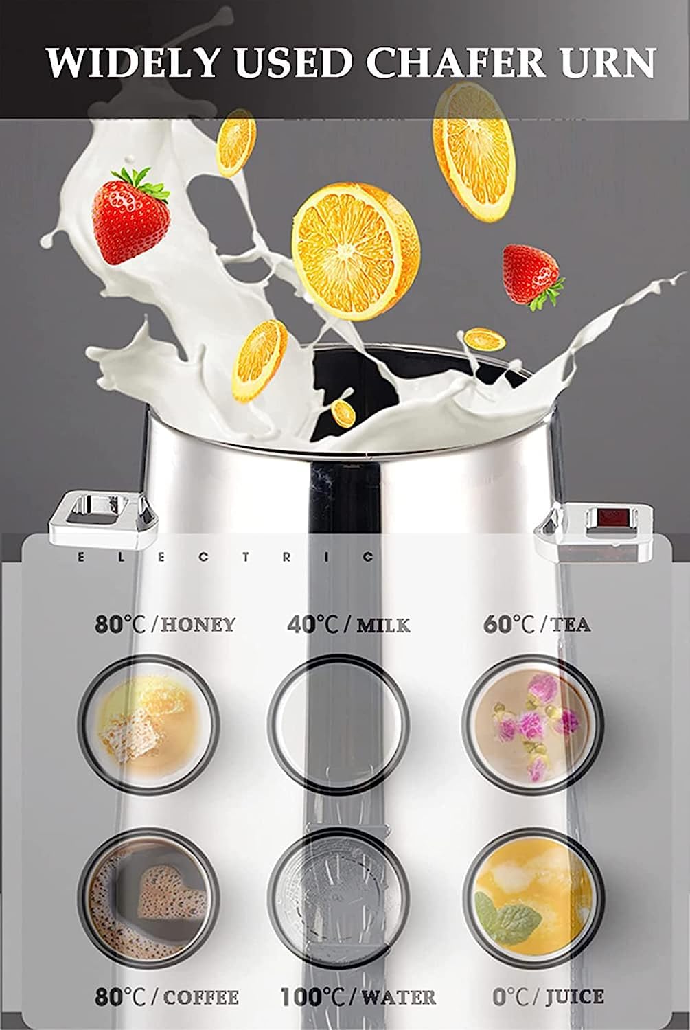 ELGADO 13L/3.5 Gallon Stainless Steel Chrome Accents Finish Hot Beverage Dispenser with Mini Burner Stove to Keep Warm Drink Container for Buffet, Restaurant (Color : Silvery)