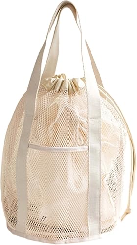 Miniatura 5 de Neceser de malla con diseño de cordón, organizador de ducha de malla de mano, plegable, ligera, para viajes, Púrpura claro