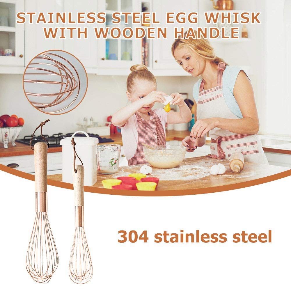 Trzepaczka do jajek ze stali nierdzewnej trzepaczka do jajek, różowe złoto mini wisk ręczna trzepaczka mleko jajka jedzenie blender mikser przybory kuchenne .(L)