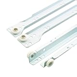 Prime-Line MP7211 Drawer Slide Kit – Replace Drawer Track Hardware – Self-Closing Design –Fits Most Bottom/ Side-Mounted Drawer Systems –17-3/4 In. Steel Tracks, Plastic Wheels, White (1 Pair)