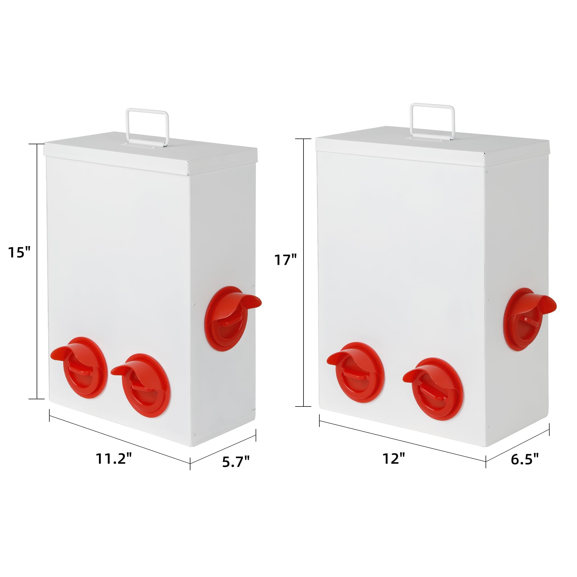 2 Piezas Comedero para Pollos Alimentador automático de Pollo de 6 y 9 kg, Metal Dispensador De Pienso, Comedero gallinas de Colgante o Suelo, sin Desperdicio, Patos, Aves de Corral