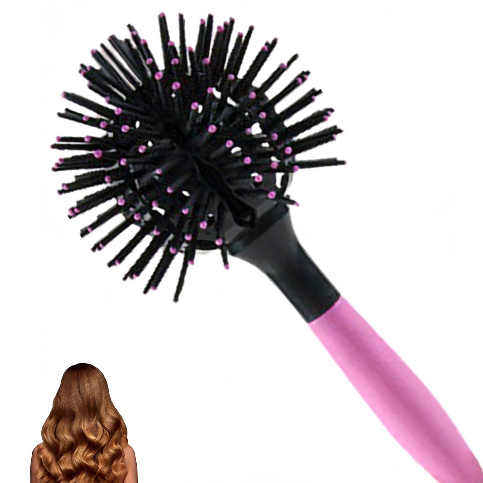 Amazon | 3Dラウンドヘアブラシ、360°痛みのない簡単絡み解消カール