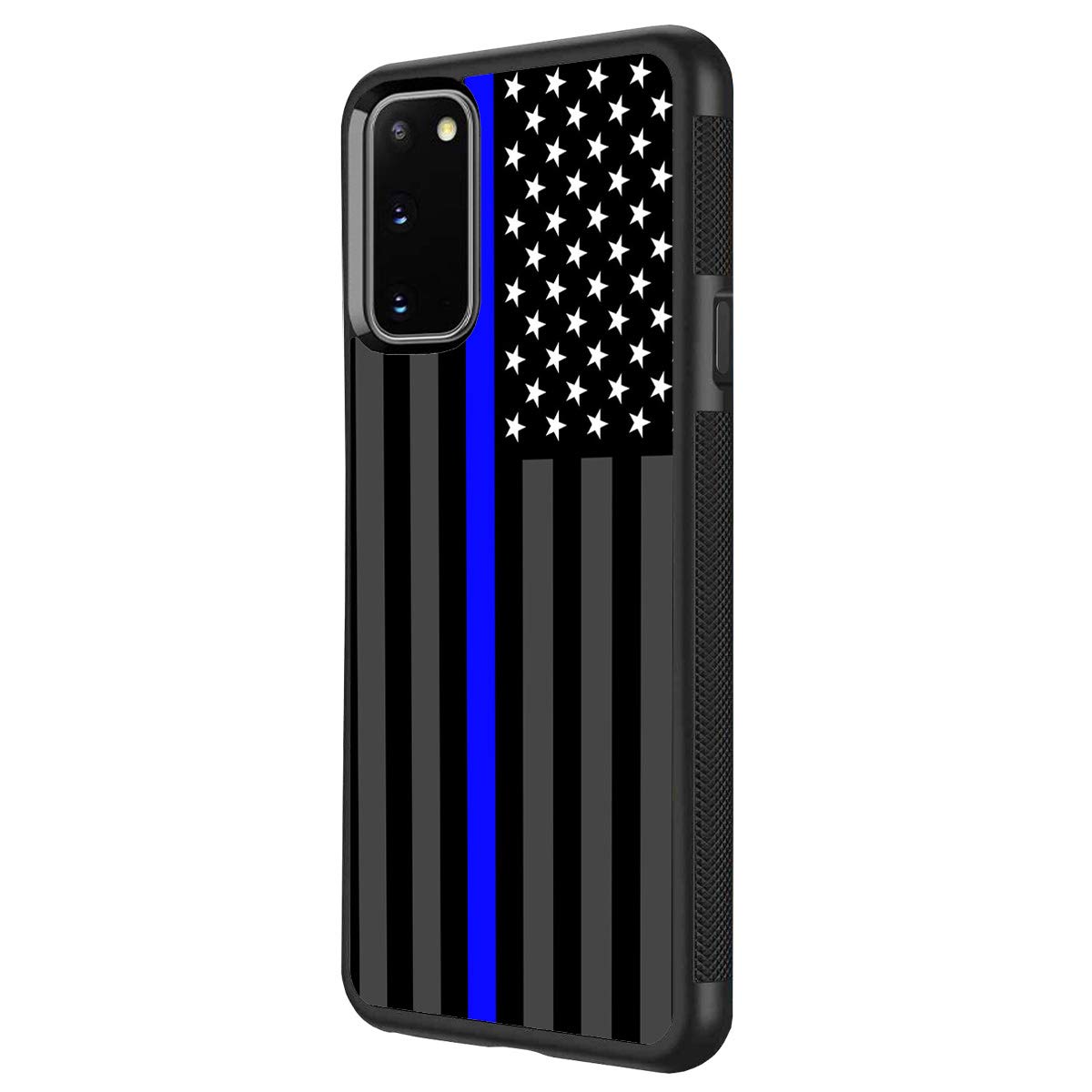 Galaxy S20 FE Case,BOSLIVE Thin Blue Line American Flag Background Design TPU Slim Anti-Scratch Protective Cover Case Compatible with Samsung Galaxy S20 FE (2020) 6.5 Inch