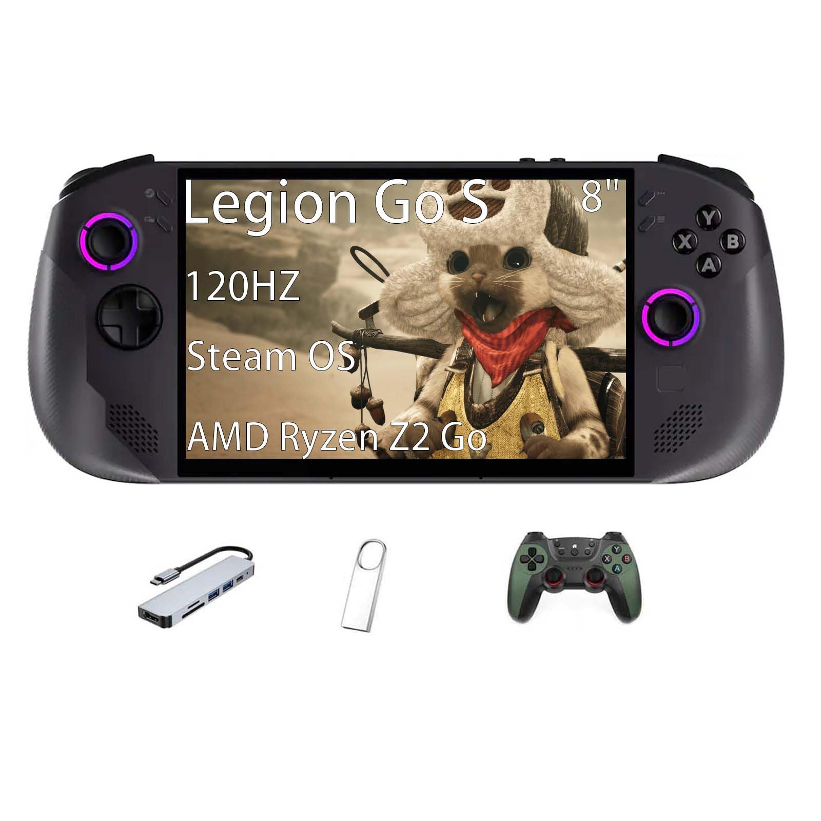 Lenovo Legion Go S Handheld Gaming Console, 16GB RAM 1TB SSD, Steam OS, 8" 120Hz IPS LCD Touch Screen, AMD Ryzen Z2 Go, with GSF Kit