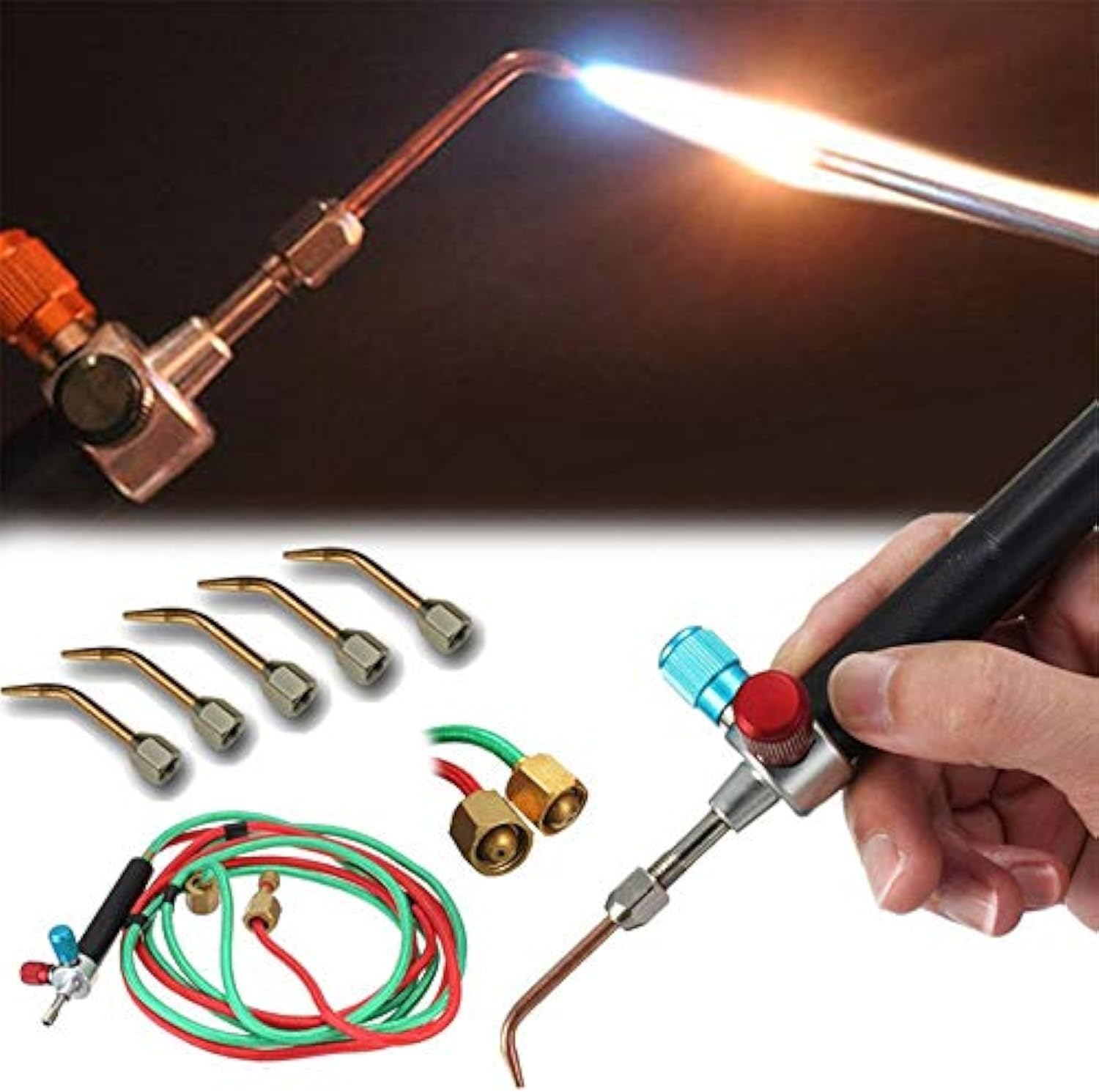 Jewelry Micro Mini Gas Little Torch With 5 Tips Welding Soldering Kit - Oxygen & Acetylene Metal Cutting Set - Portable Welder Tools