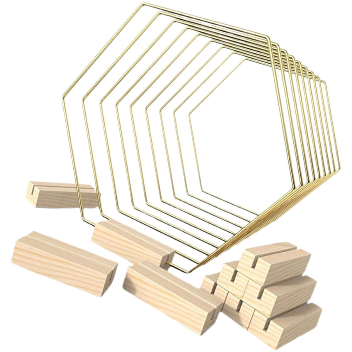 Cerceaux Floraux Hexagonaux Dorés Kit Décoration Table Mariage Support Bois Bricolage Maison