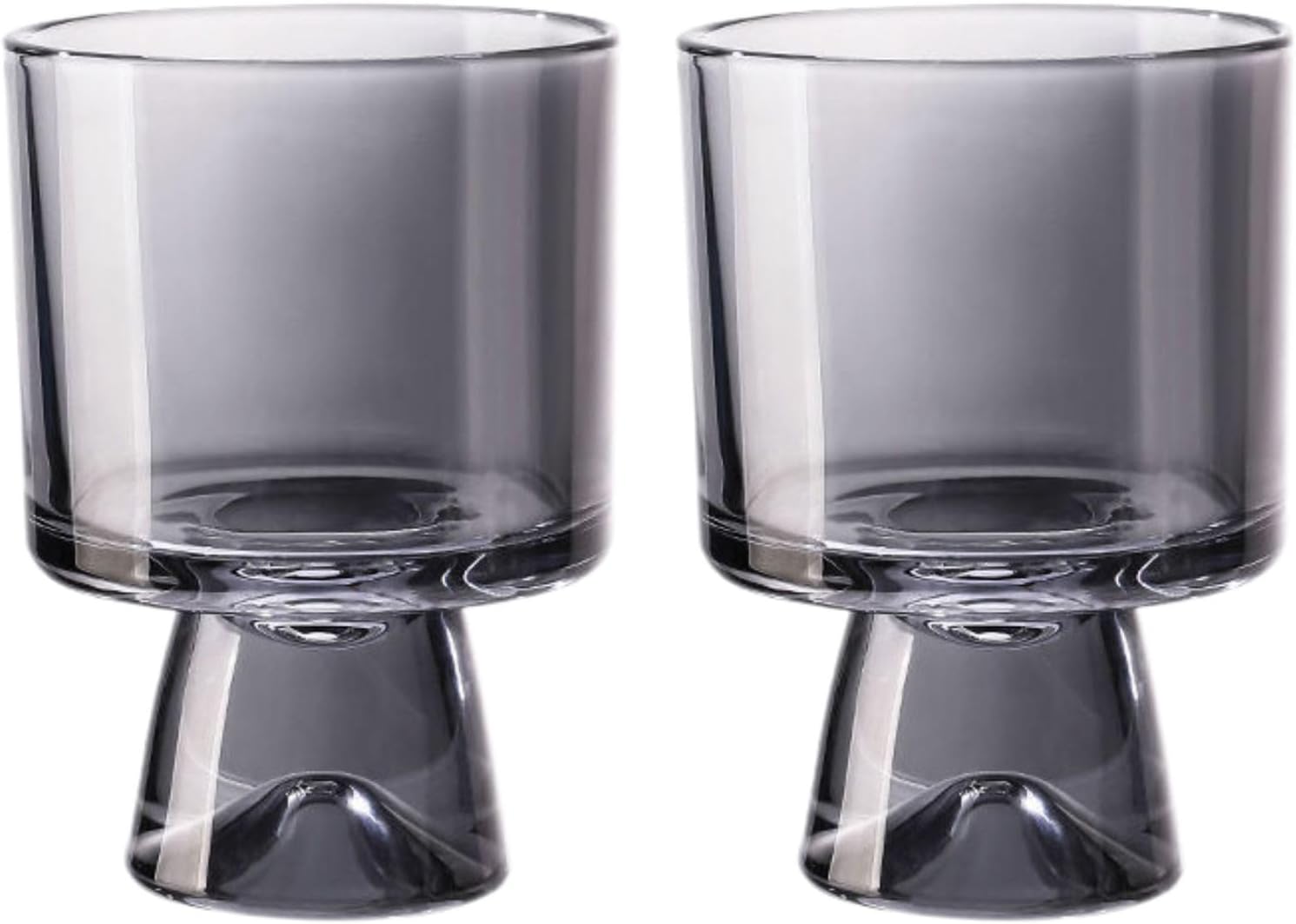 Smoky Gray 230ml Handcrafted Glass Cups - Sleek High-Stem Design for Desserts, Coffee, and Sparkling Drinks | 2-Piece Lead-Free Glassware Set