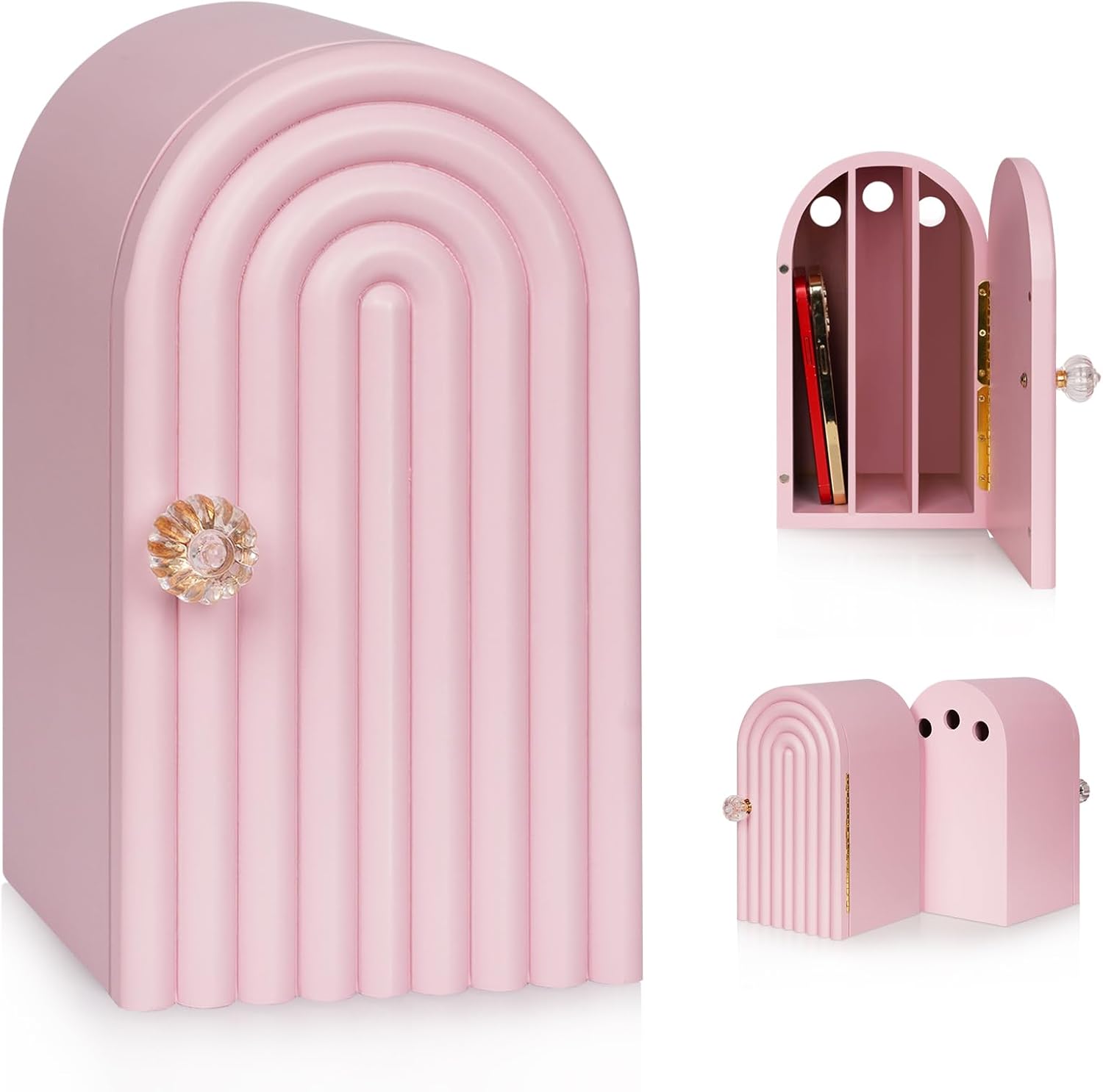 Phone Box for Family Time, Bamboo Cell Phone Jail, 3 Sections Hold 6 Phones, with Charging Holes, Phone Holder Self-Discipline Box, Help Kids Adults Focus Back, Mobile Phone Addiction (White)