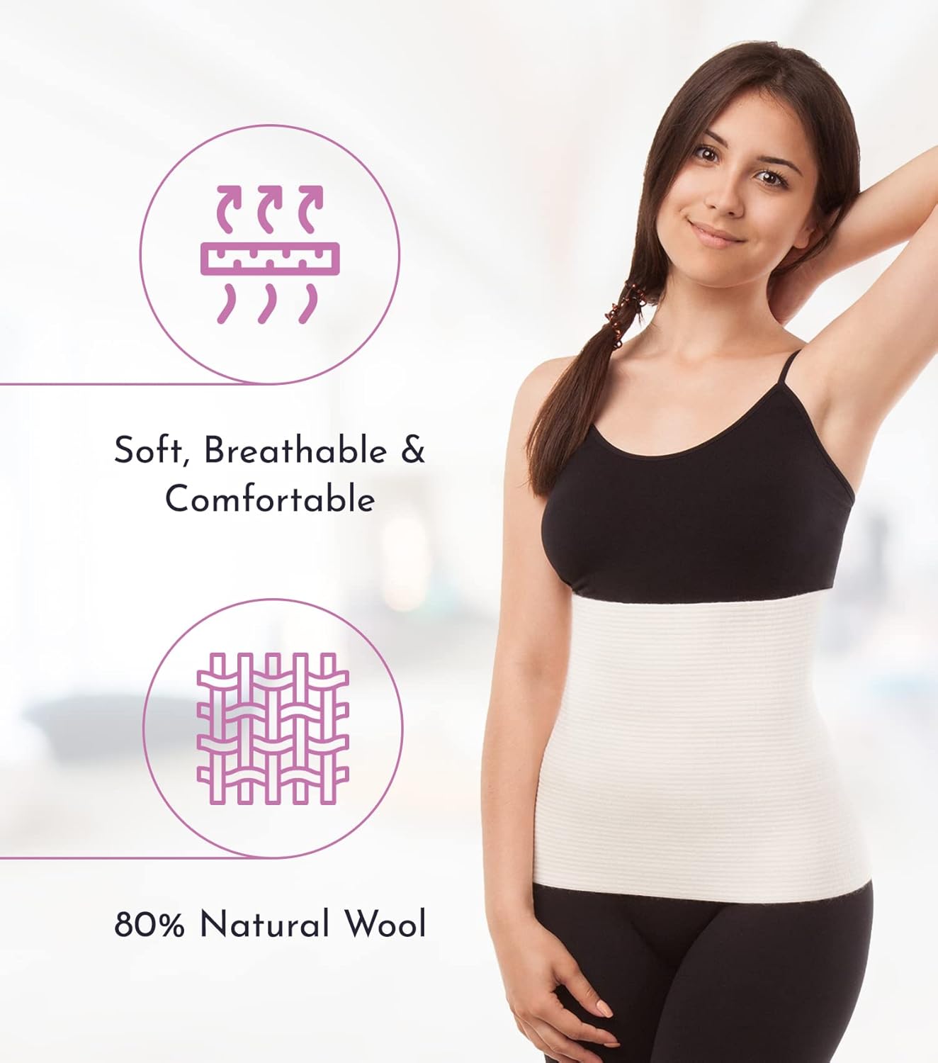 ITA-MED Unisex Wool Warming Support Abdominal Binder, Natural Therapeutic Warmth w/ 80% Wool, Medium - Image 5