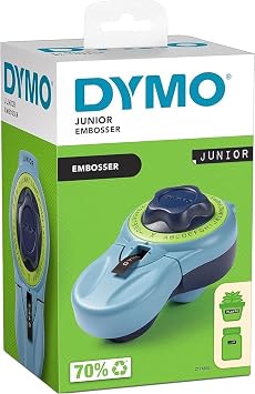 Dymo Junior label embossing tool, ergonomic label device designed for comfortable use by adults and children, for home needs