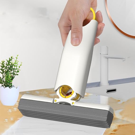 Portable Mini Cleaning Mop, Mini Sponge Mop Self-Squeeze Short Wet and Dry Use Cleaning System for Bathroom Desktop Glass