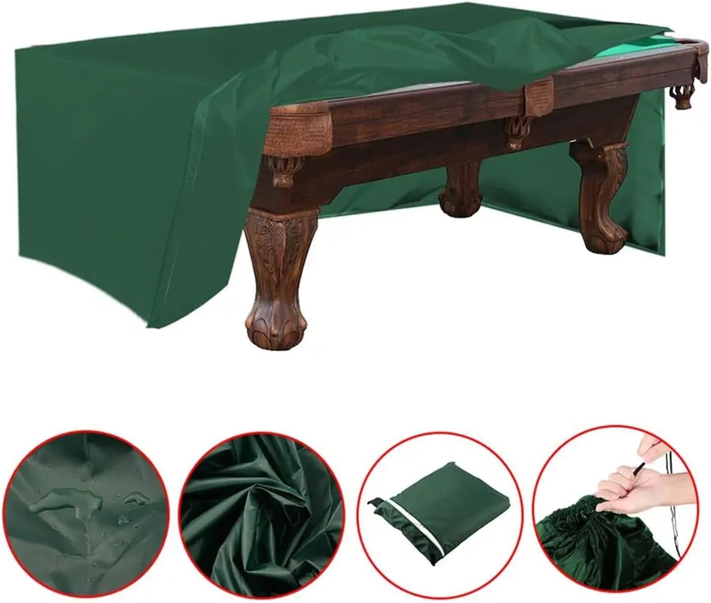 Pool Table Cover 2 Pcs Pool Table Dust Cover Outdoor Full Billiard Solid Color with Drawstring Pool Protective