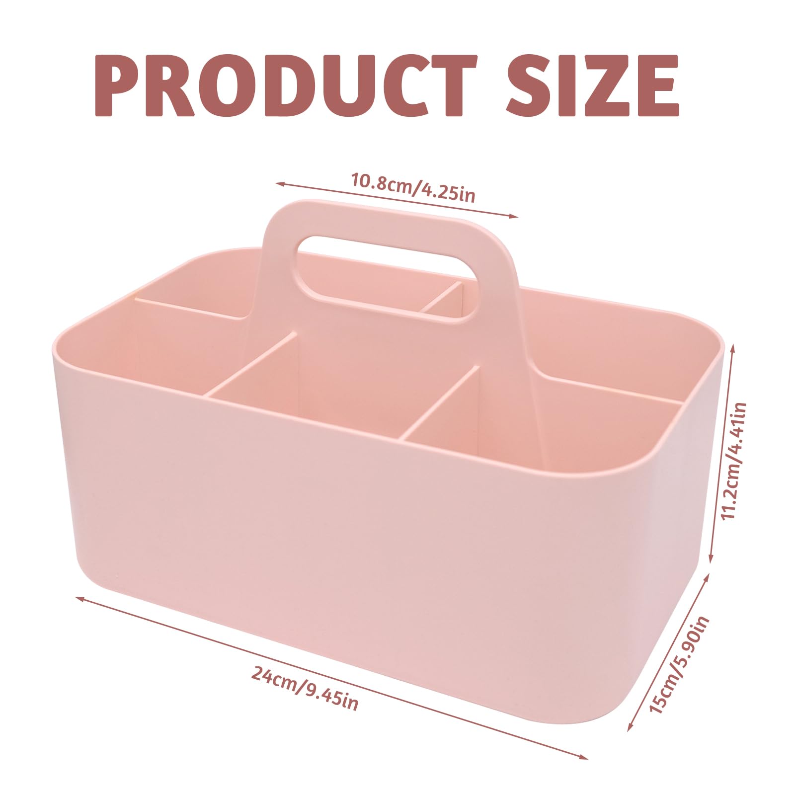 Fizleca Multipurpose Caddy Organizer with Handle, Versatile Stationary Organizer, Stackable Cleaning Caddy for Office, Bathroom & Crafts, Durable Desk Storage for Pens & Supplies, Pink - Image 2