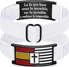 Spain Bracelet Women – Adjustable Elastic Bracelets Women and Girls – Stainless Steel Bracelet Spanish Flag and Cross Christian Faith – Personalized Gifts with Bag