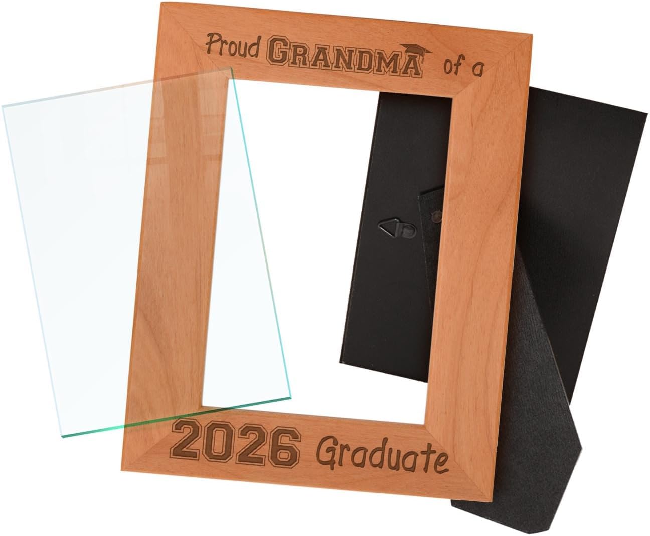 ThisWear Family Graduation Gift For Proud Grandma of a 2026 Graduate Wood Engraved Portrait 5x7 Photo Frame