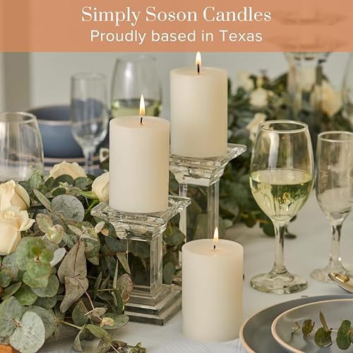 Miniatura 9 de Simply Soson Juego de 6 velas rústicas de pilar de cáscara de huevo marfil sin perfume, pilares de 3 x 4 pulgadas, vela grande para portavelas, 60