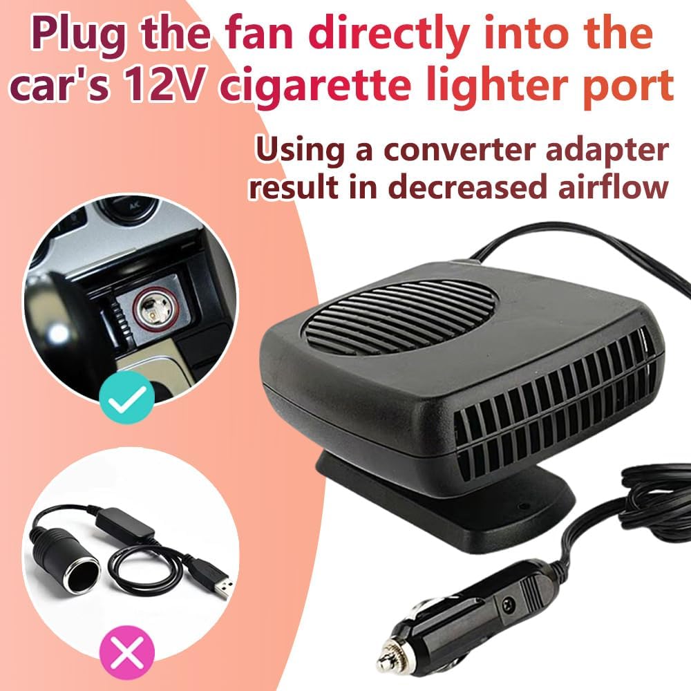 Car Fan and Heater 2 in 1, 200W 12V Air Conditioners for Car,Portable Fan for Vehicle Rotatable Defroster Demister Cooling Fans for SUV,RV