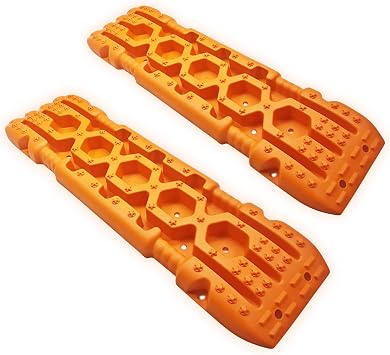 Off-Road Traction Boards, 2 Pcs Recovery Track Traction Mats, Recovery Tracks for Sand Mud Snow Track Tire Ladder, Tire Traction Pads for RV Truck SUV Dark Orange