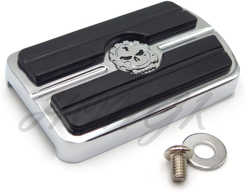 HONGK- Chromed Compatible with Touring Softail Brake Pedal Large Pad H-D Skull [B07FJPS739]