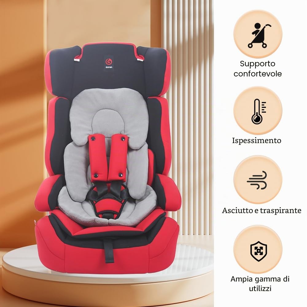 Riduttore Passeggino Universale, Cuscino per Seggiolino Auto, Materassino Passeggino Universale, Traspirante Antisudore, Cuscino Riduttore Passeggino per Passeggino, Seggiolino Auto (Grigio)
