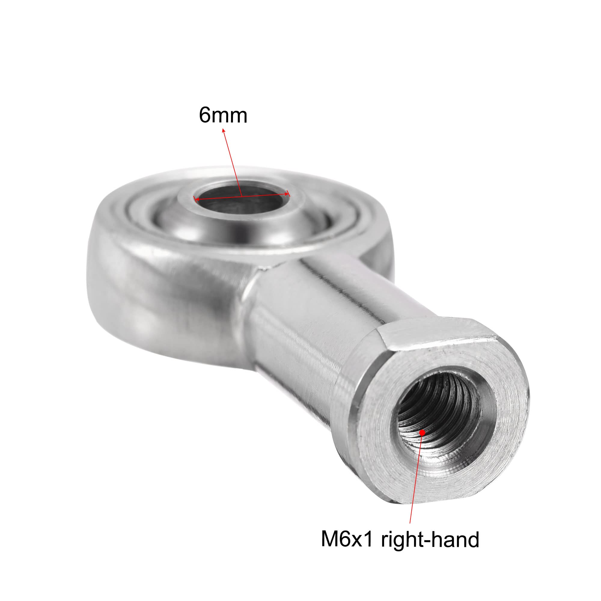 sourcing map 2 Stück Gelenkkopflager SSI6T/K 6mm Bohrung Edelstahl M6x1 Innengewinde Rechtsgewinde