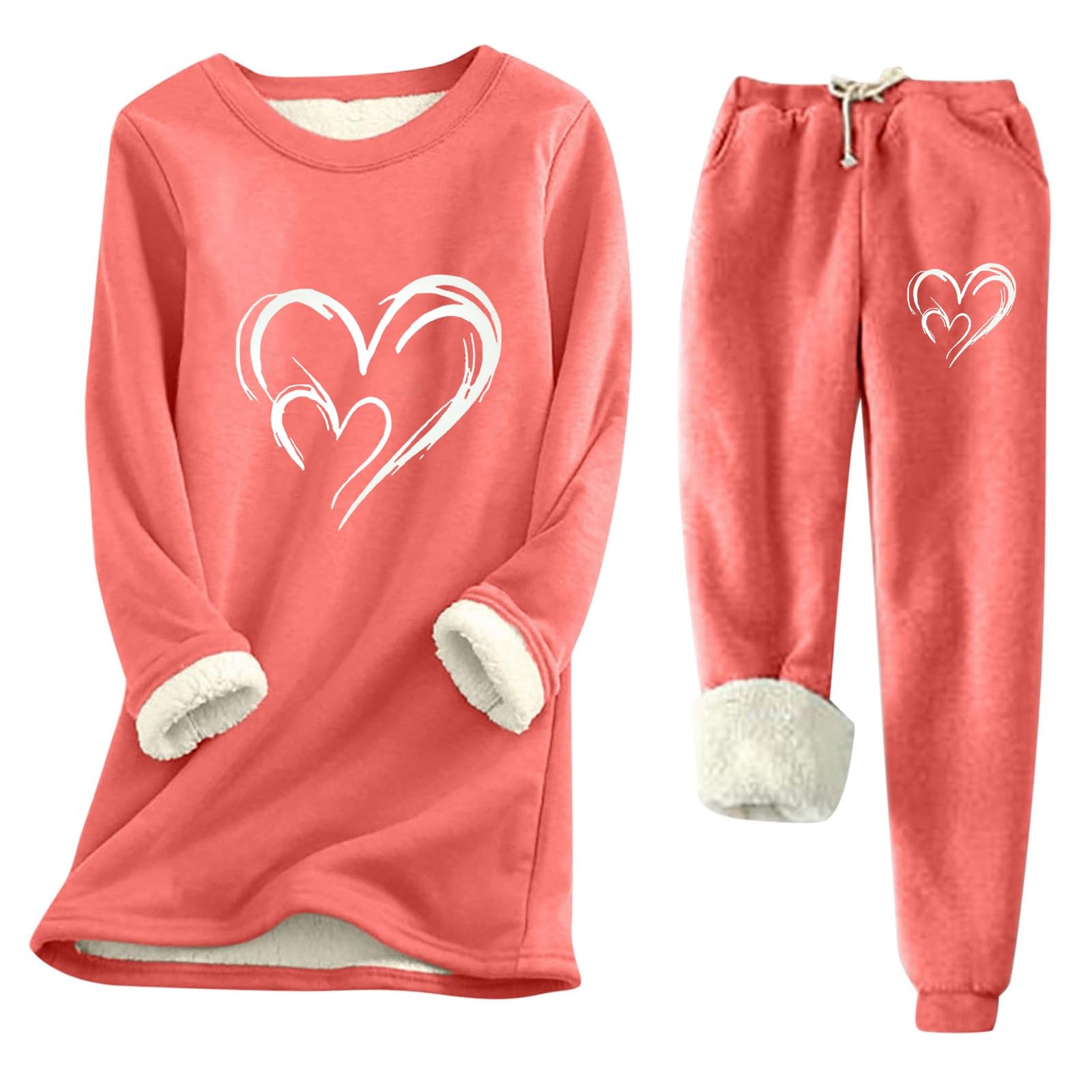 Jogginganzug Damen Nicki Jogginganzug Damen mit Fleecefutter, Aufdruck Unterteil für Komfort bei kaltem Wetter Leggins Dunkelblau