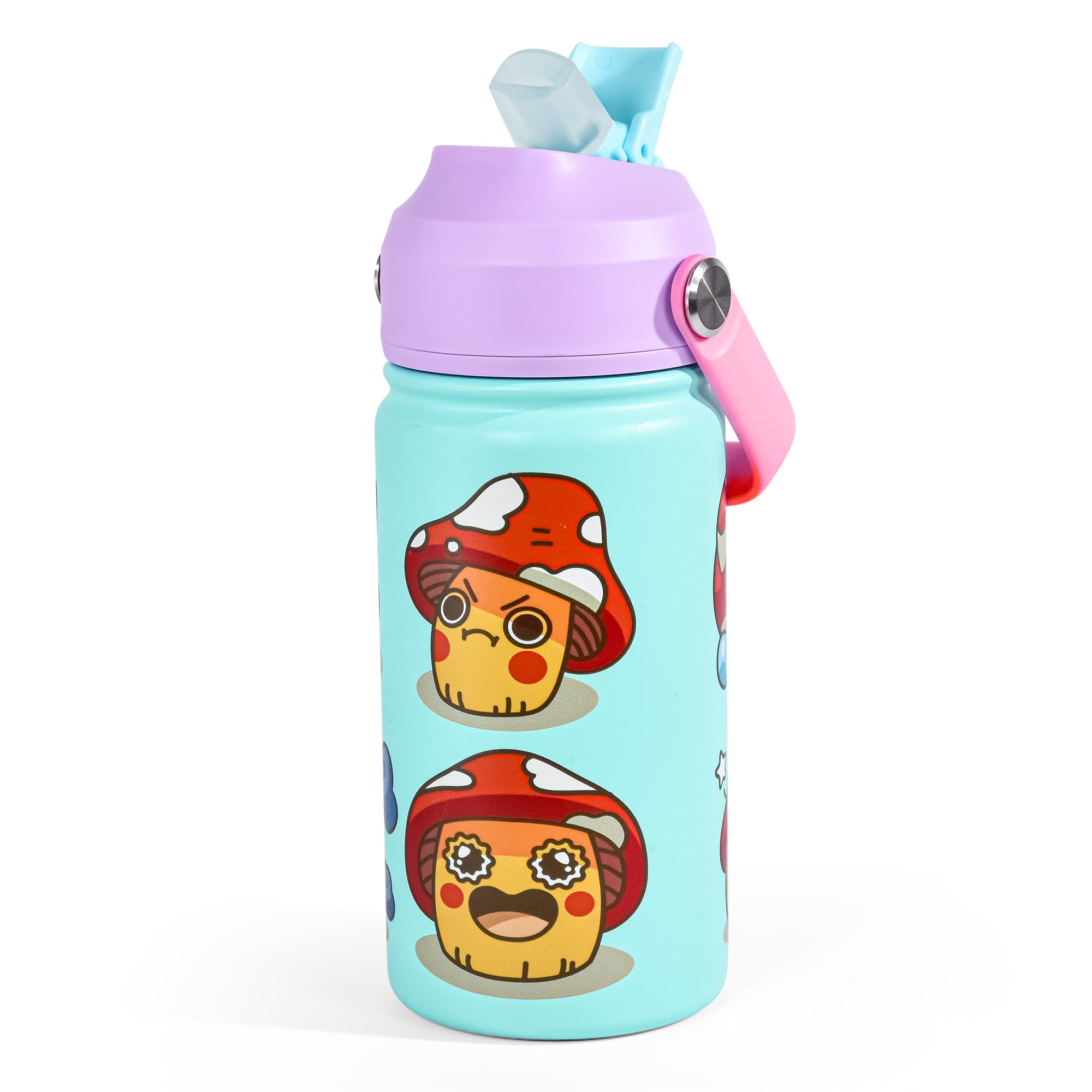 AGH 12oz Stainless Steel Kids Water Bottle with Straw Double Insulated Stainless Steel Sports Bottle for Traveling or