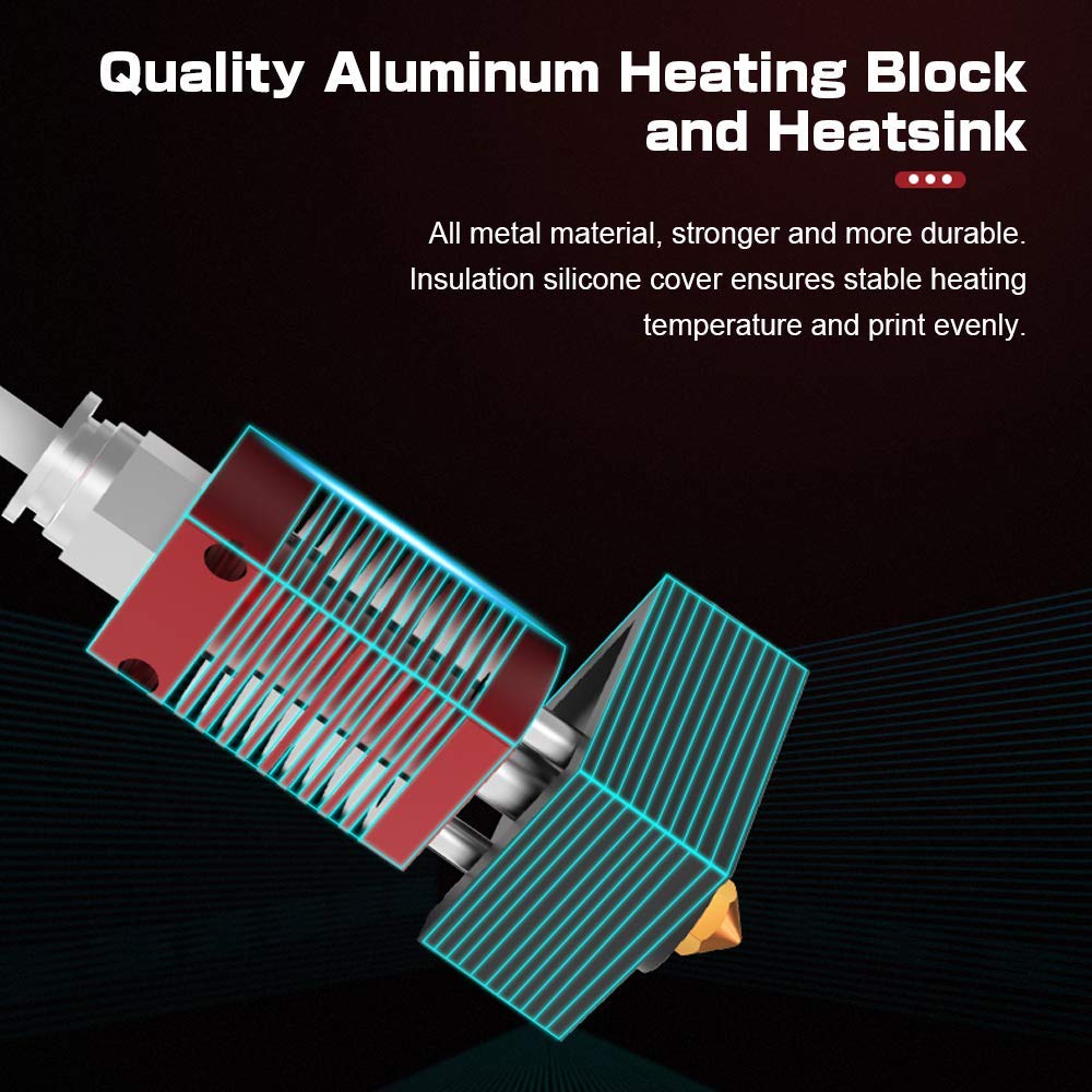Authentic Creality Assembled Hotend Kit for Ender 3 / Ender 3 Pro/Ender 3 V2 with Capricorn PTFE and Upgraded Pneumatic Fittings, Thermistor, Heating Element, MK8 Sock and 4 Extra Nozzles