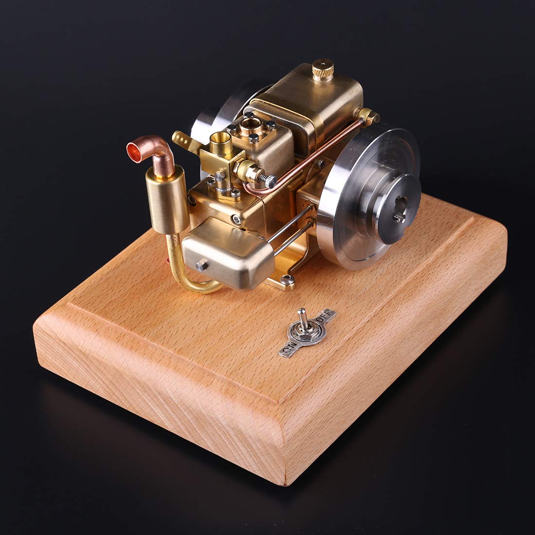 Kit di Costruzione del Modello di Motore a Combustione, Kit Motore Mini 1,6 cc Motore a Benzina Raffreddato ad Acqua a Quattro Tempi con Base in Legno, Kit Motore per Regali per Adulti