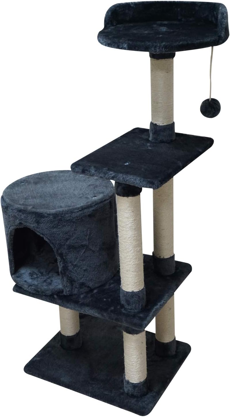 FISH&NAP US06YH Cat Tree Cat Tower Cat Condo Sisal Scratching Posts with Jump Platform Cat Furniture Activity Center Play House Smoky Grey : Pet Supplies