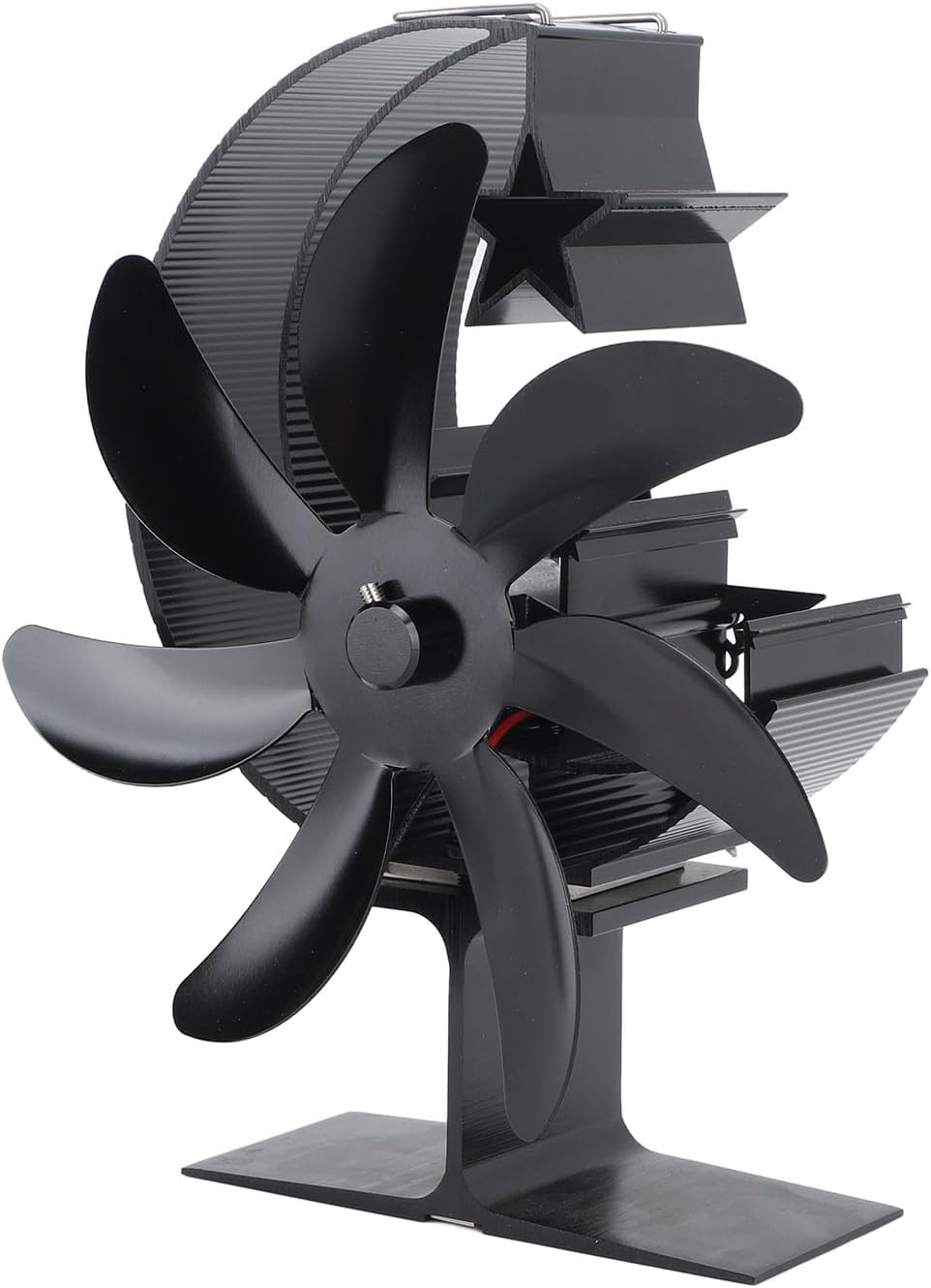 Hilitand 7 Blades Heat Powered Stove Fan Wood Stove Fan Moon Model Fireplace Stove Top Fans for Wood Stove Accessories (Black)