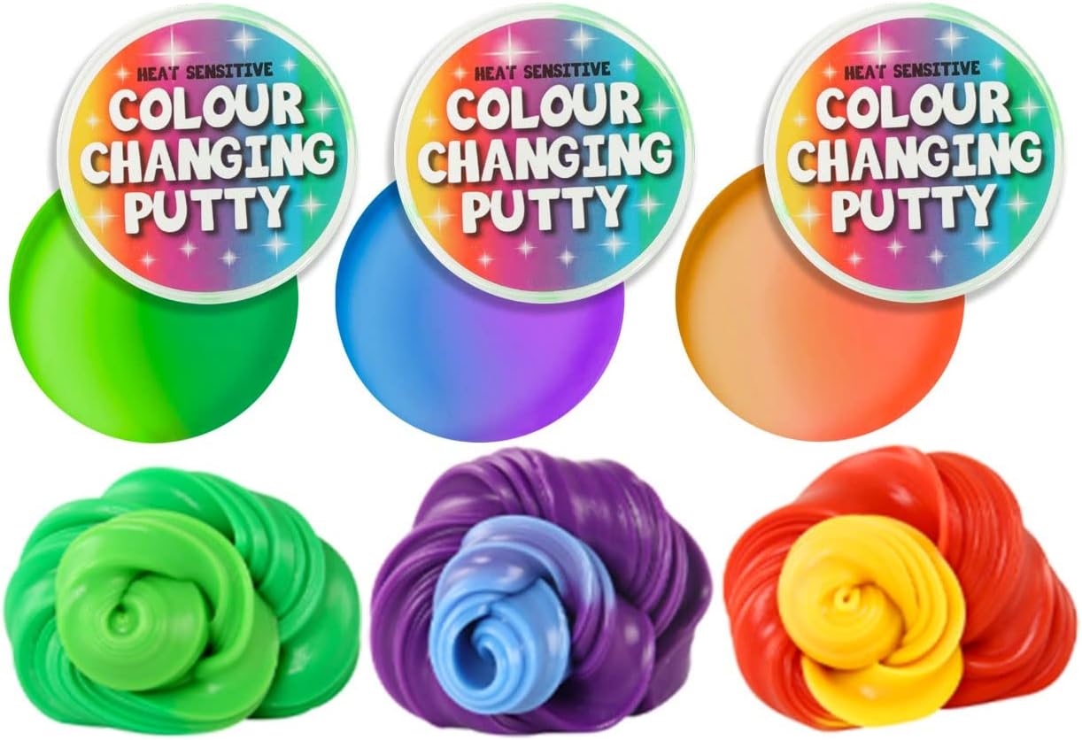 Colour Changing Slime Putty, 4 Pack, Random Colours, Fun Novelty, Magical and Squishy Heat Sensitive, Stress Relief, Great for Children with Autism, Special Needs, ASD, ADHD (Colour Changing Putty, 4)