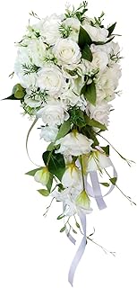 Porgeel Wedding Bouquet, 9.1x21.7 Inch Teardrop Romantic Bridal Bouquet,...