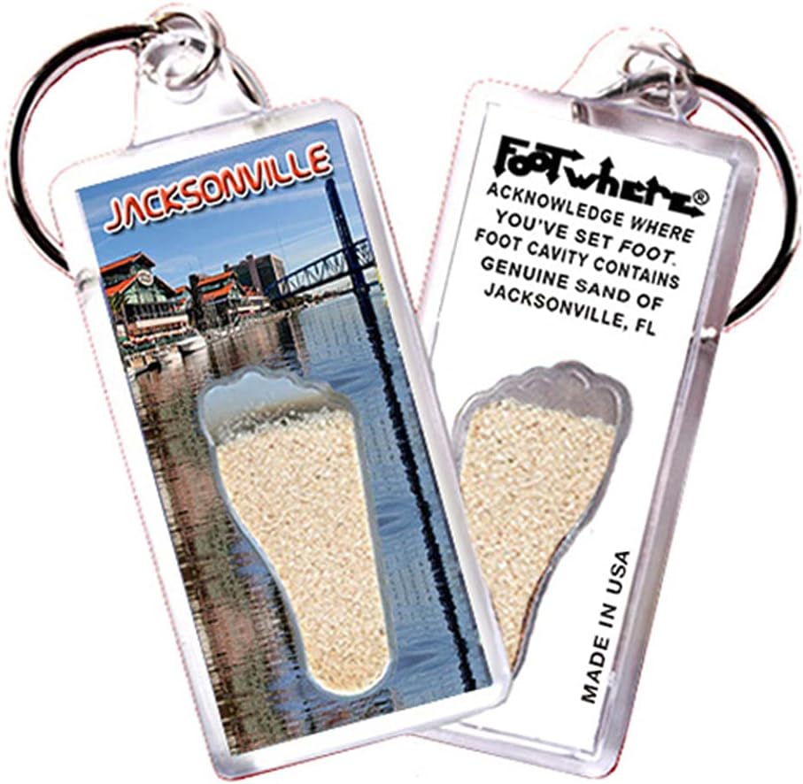 FootWhere Jacksonville Souvenir Keychains 6 Piece Set. Made in USA