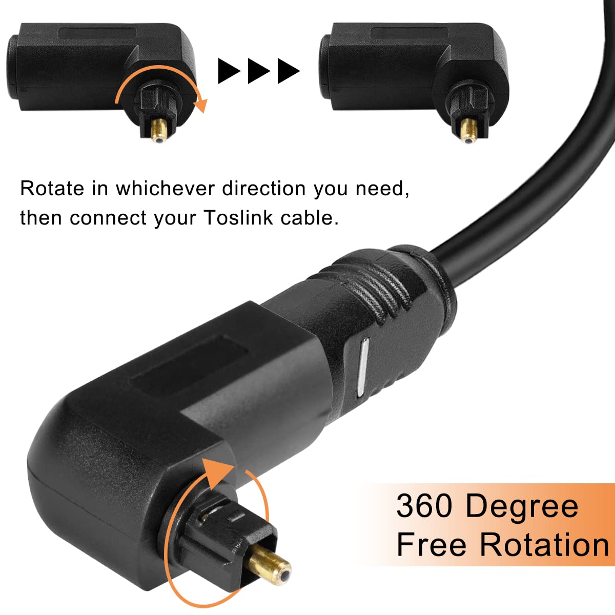 Adaptateur Toslink 90° / 360° - Mâle Vers Femelle - Pour Câble Audio Optique, TV, Home Cinéma