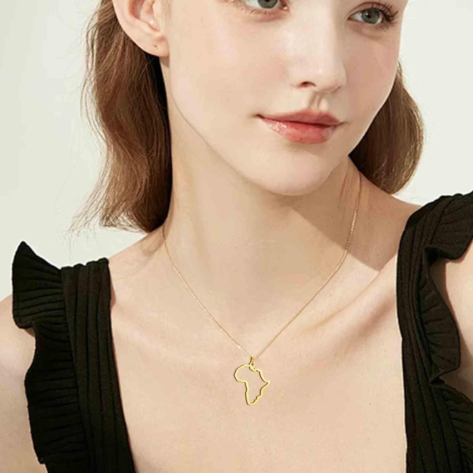 unift Collana con Ciondolo Mappa per Donna Uomo Scava Fuori Fascino Mappa Africa Contorno Ciondolo Collane Gioielli