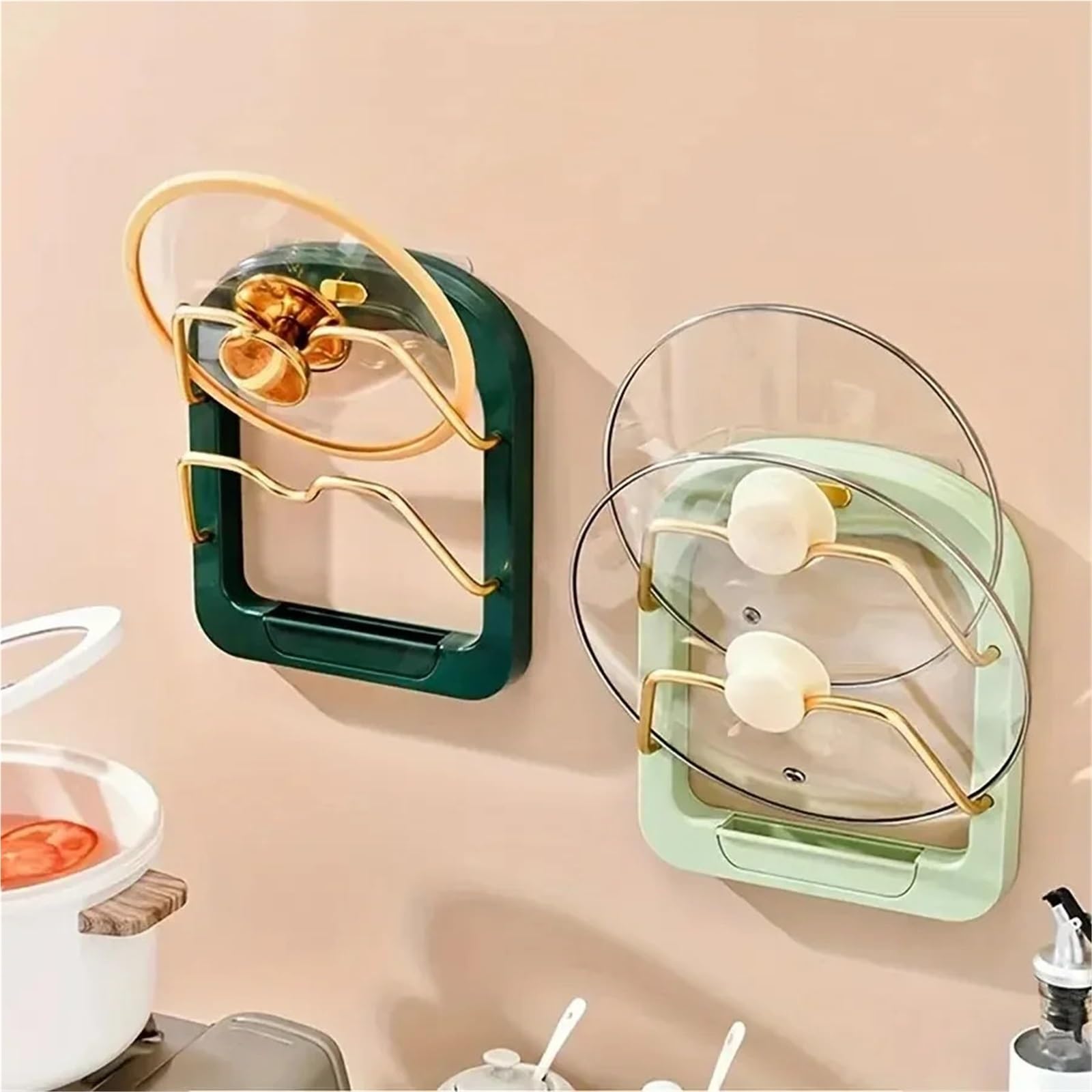 Organizador de tabla cortar, estante almacenamiento montado en la pared, tapa olla for cocina, soporte colgante drenaje, 1 ud Para Tabla(Light Green)