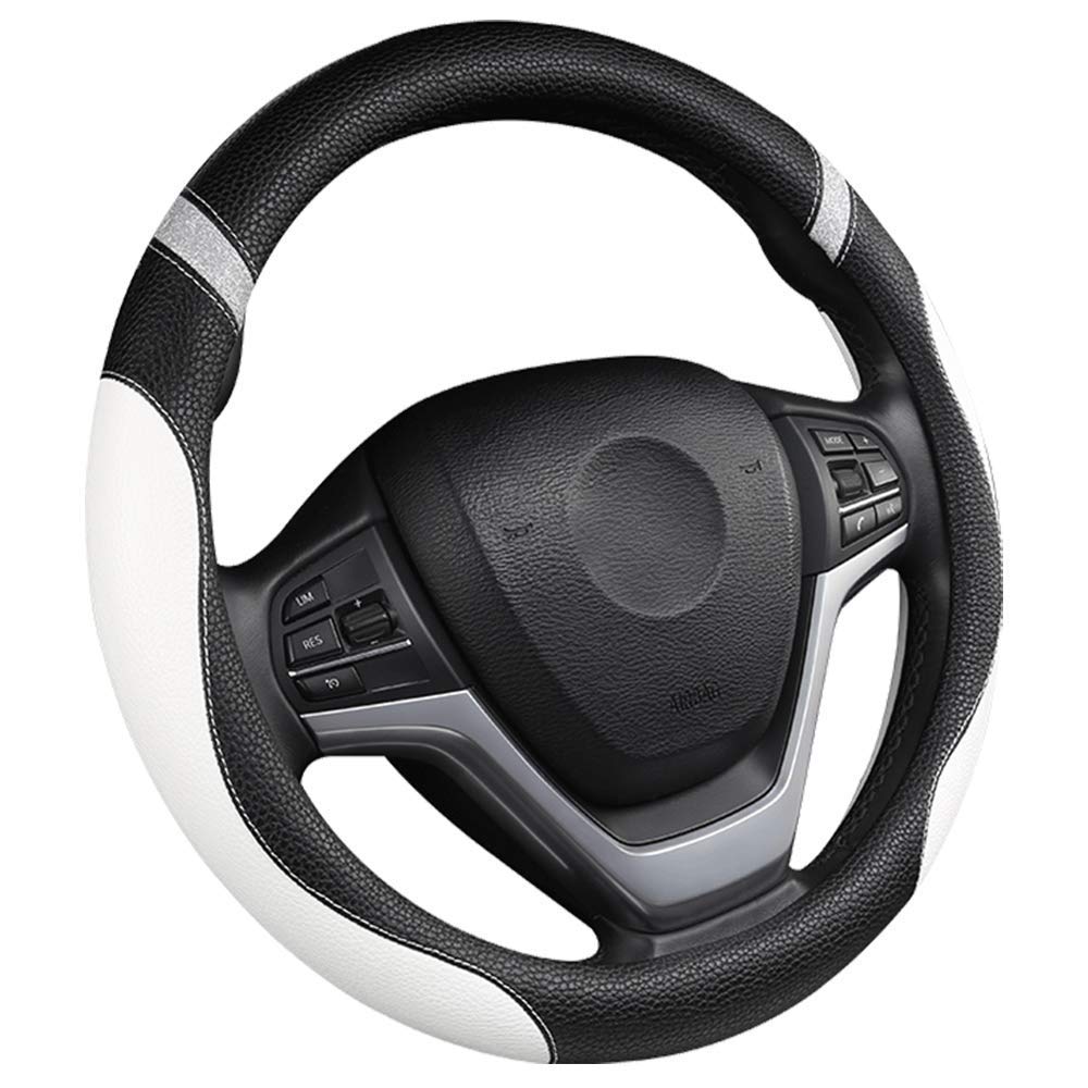 VAPORVERSE Steering Wheel Cover for Jaecoo 5 J5 Jaecoo E5 Jaecoo 7 J7 Jaecoo 7 SHS, Microfiber Faux Leather Anti-Slip Breathable Durable Comfortable Ergonomic Stylish 38cm,White-O