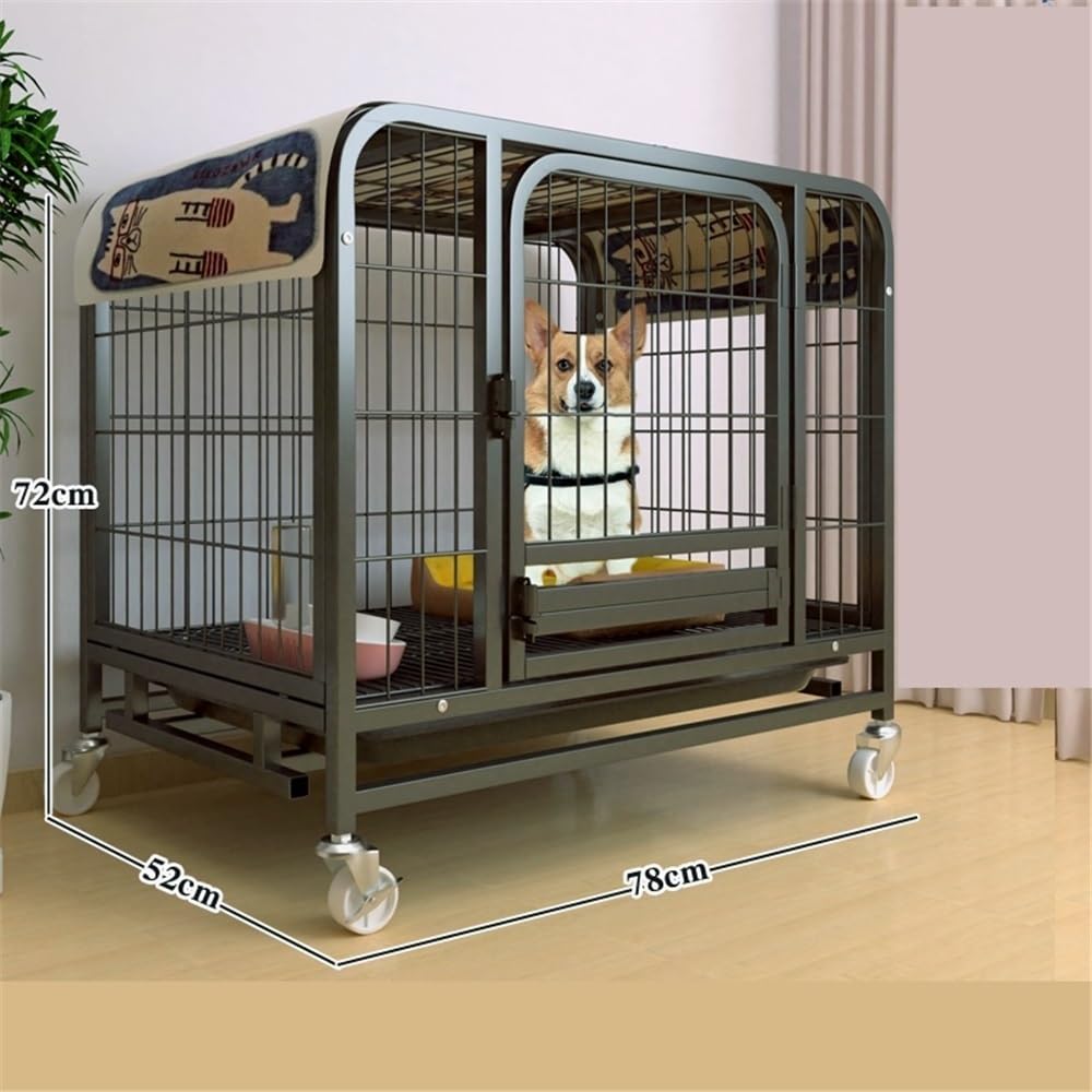 Gabbia per cani Trasportino for cani di medie dimensioni con base in tubo quadrato nero, vassoio for uso domestico Per uso domestico