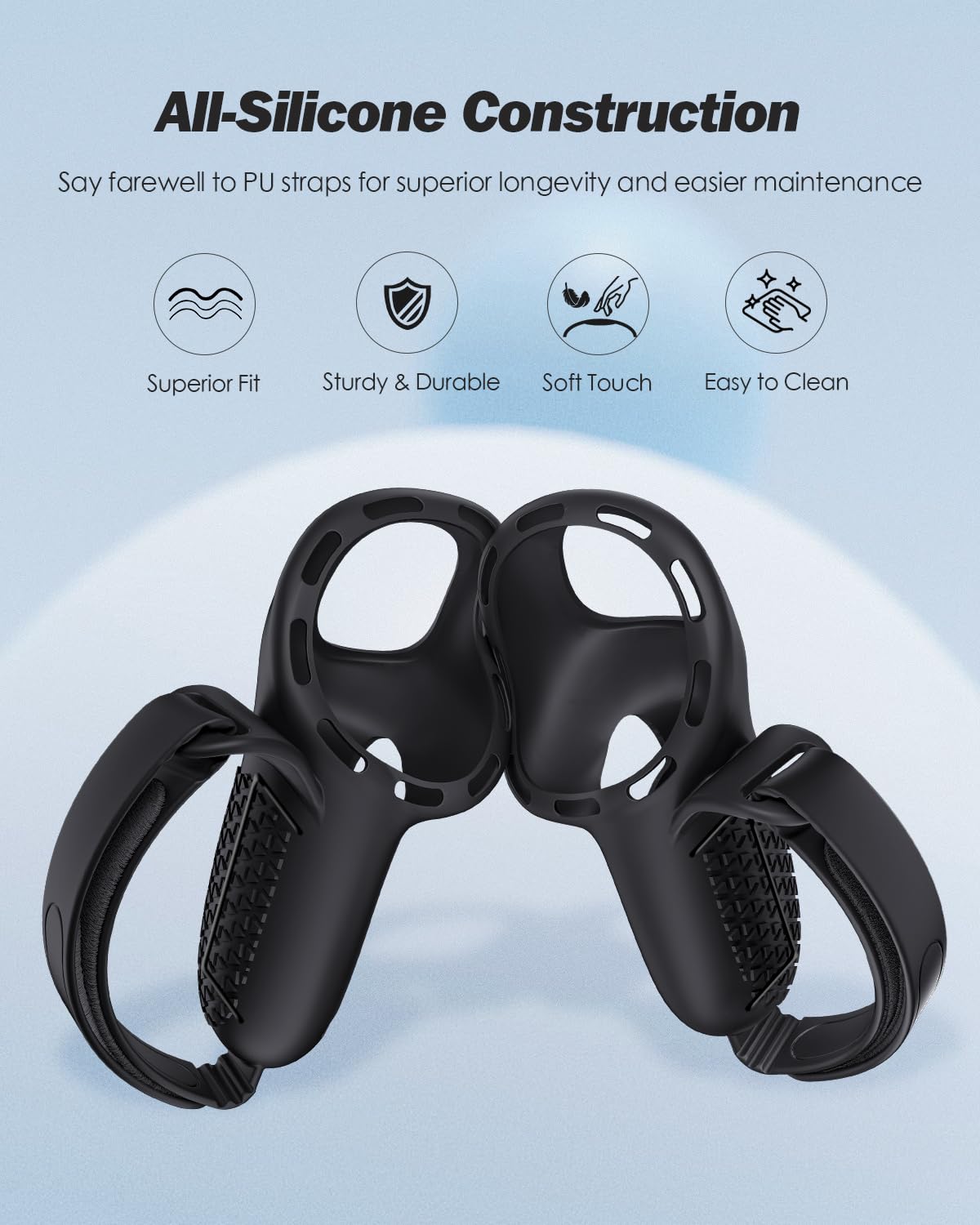 SUPERUS Upgraded Controller Grips Cover Compatible with Meta Quest 3S/Quest 3 Accessories, All-Silicone Controller Grips for Quest 3S/Quest 3 with Battery Opening and Knuckle Straps Protector — view 3
