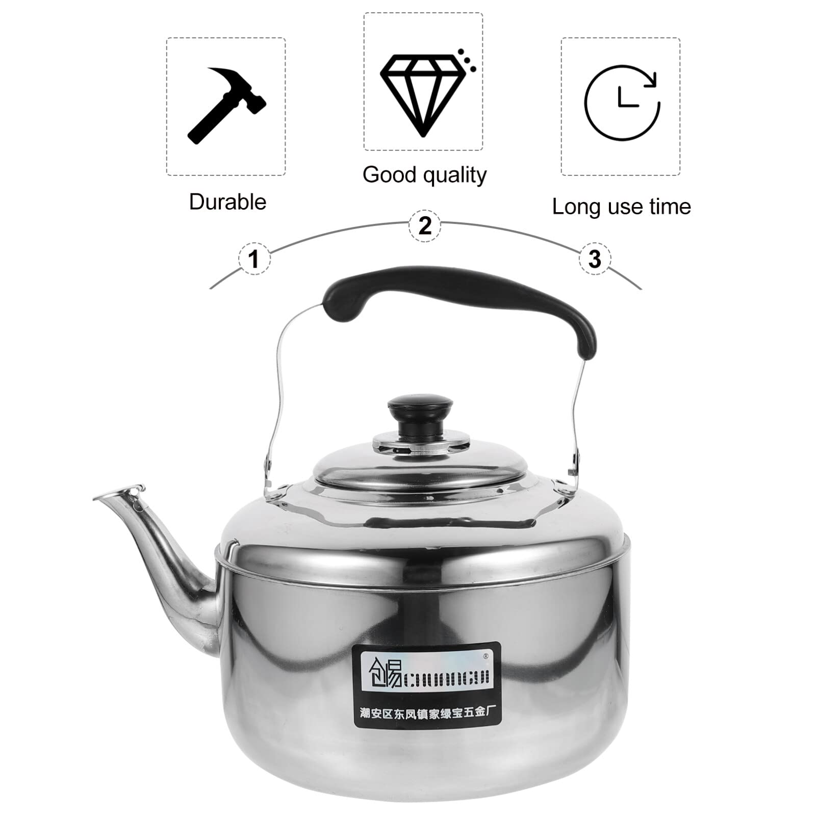 Hemoton hervidor de acero inoxidable sibilante para cocina de gas e inducción de gran capacidad mango anti-grietas fondo calentador uniforme para el hogar té y el café