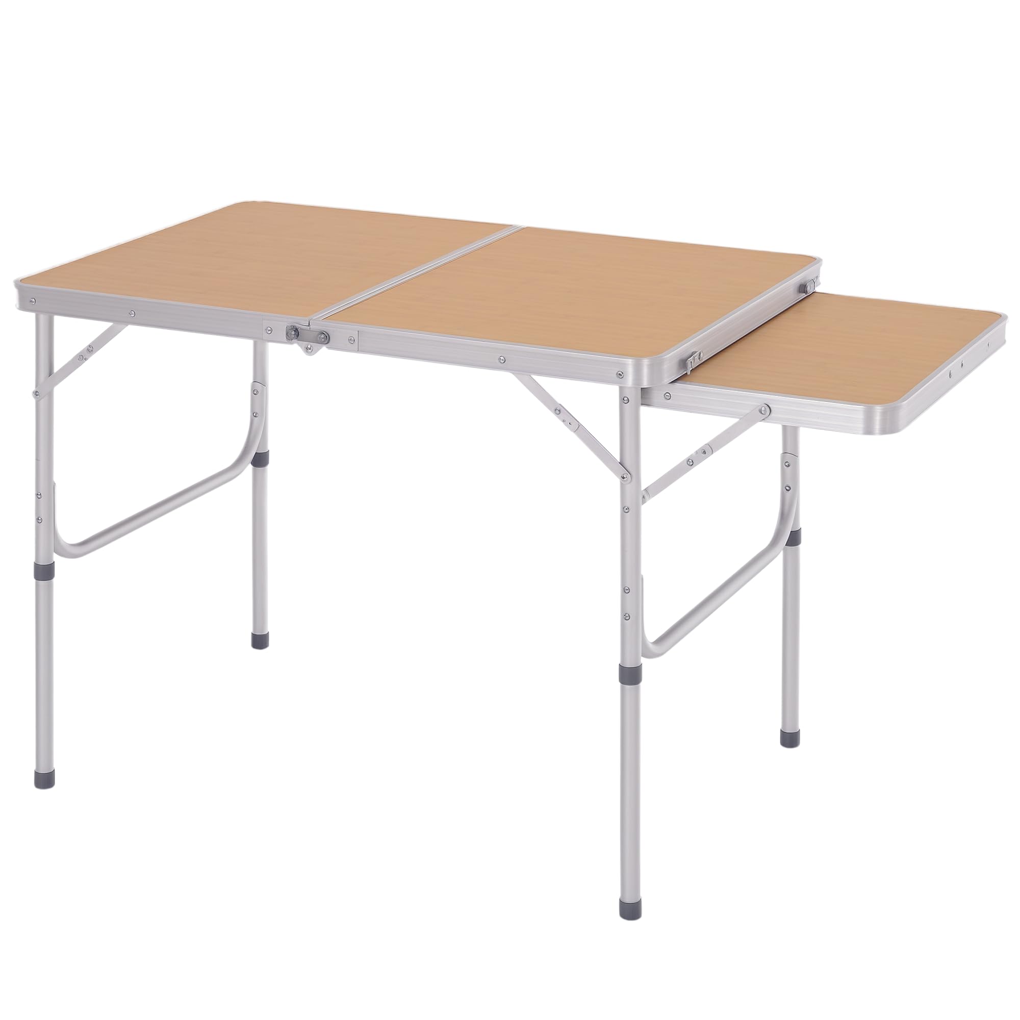Outsunny 3ft Aluminium Picnic Table with Side Desktop Adjustable Outdoor BBQ Party Portable Folding Lightweight