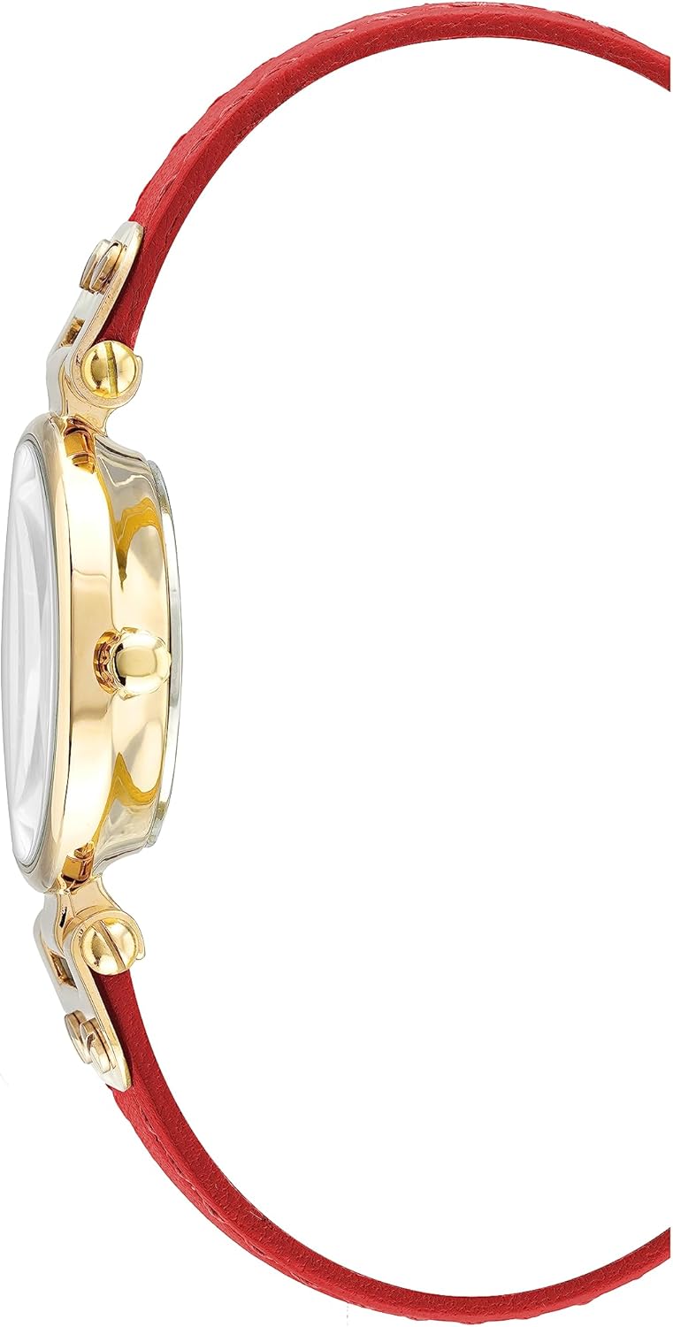 Anne Klein Women's Leather Strap Watch Berry Red/Gold