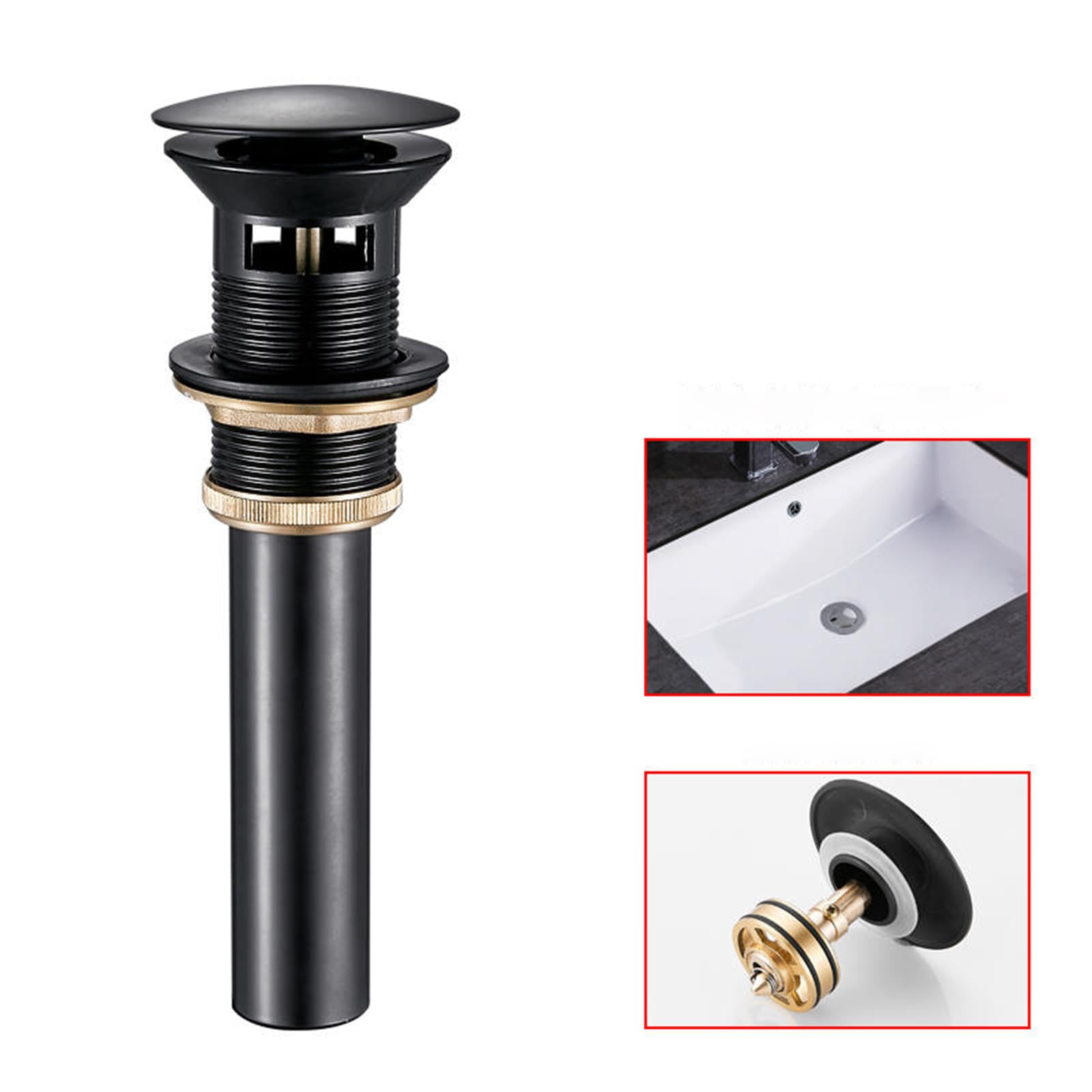 Desague Lavabo Desagüe Automático Antiolor Negro con Junta de Estanqueidad Valvula Desague Lavabo Para BañO, Negro